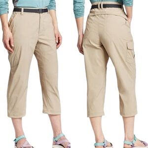 NWT L.L. Bean Tropicwear Woven Capri Pant Sand S Regular